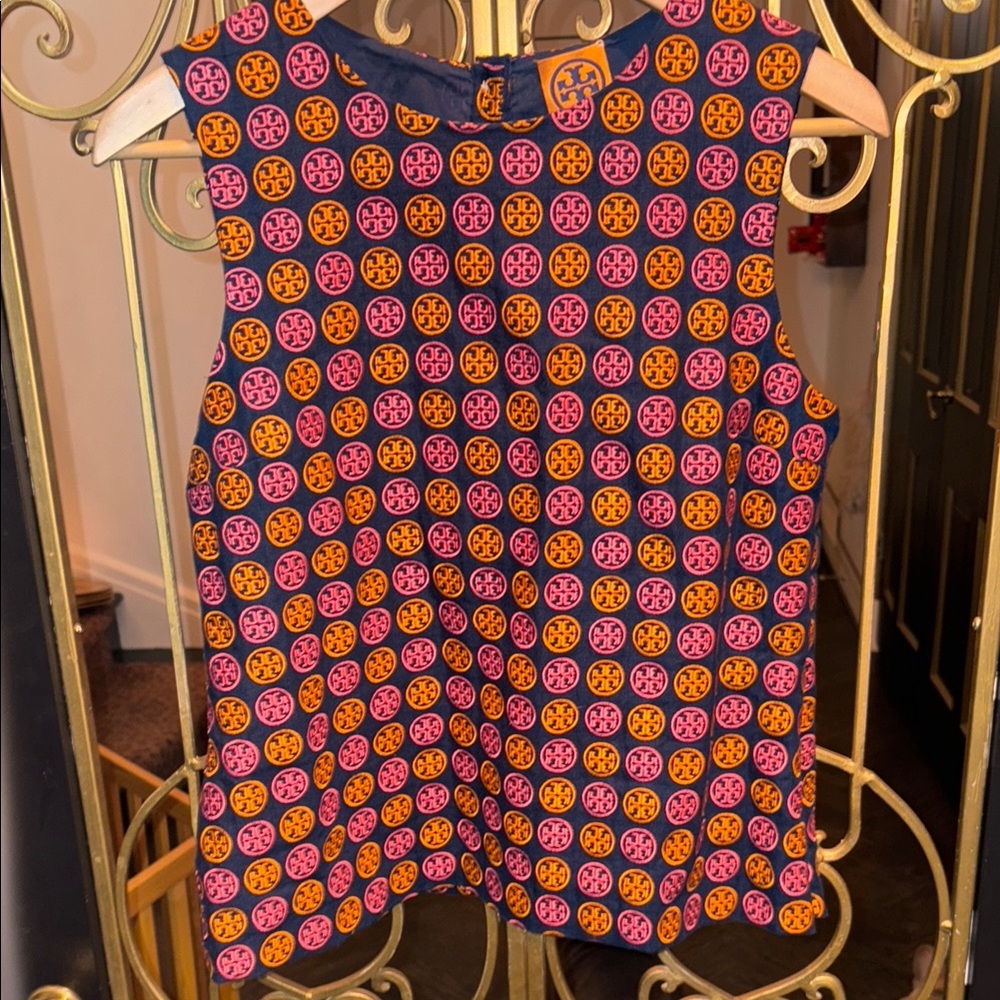 Tory Burch Multicolor Sleeveless Top size 8 embroidered linean thick